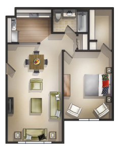 1 BR Apartment Floorplan - Sanford Manor Apartments, Maine