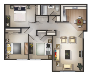 3 BR Apartment Floorplan - Sanford Manor Apartments, Maine